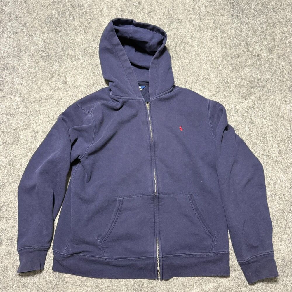 Polo Ralph Lauren Boys Hoodie XL 18-20 Navy Blue Full Zip Red Pony Sweatshirt